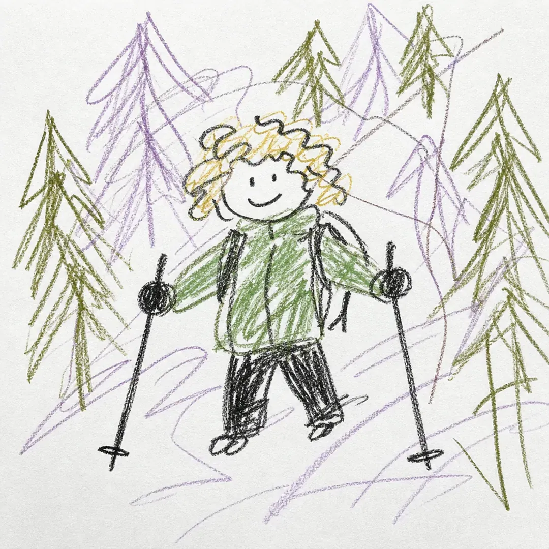 An illustration of a non-observer, a happy-go-lucky skier